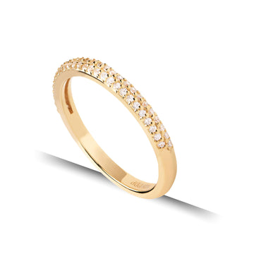 Δαχτυλίδι σειρέ μισόβερο PDPAOLA Essentials Tiara Gold AN01-665-14 από ασήμι 925 επιχρυσωμένο με ζιργκόν.